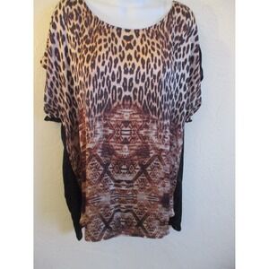 Bobeau Top Plus Size 1X Animal Print Pullover Tunic NWT